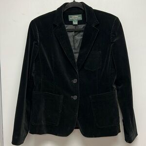 Lauren Ralph Lauren Women’s Medium Petite Black Velvet Blazer
